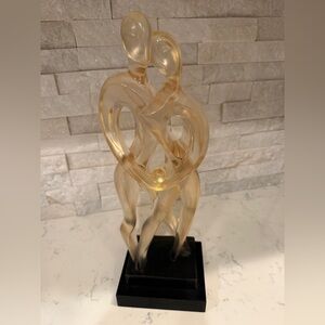 Zavel Silber Adam and Eve Holding Apple Garden of Eden Lucite Sculpture Statue